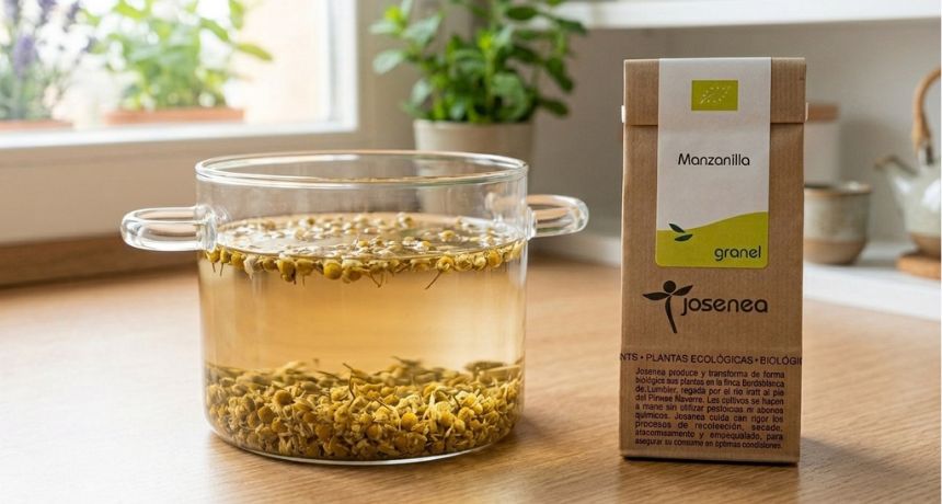Agua de manzanilla para el cabello